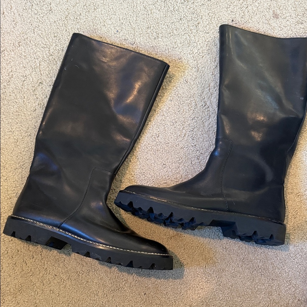 Madewell Black Lug Sole Knee-High Boots